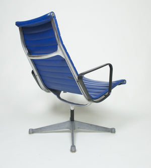 SOLD Eames Herman Miller Aluminum Group Lounge Chair, Near Mint and Blue