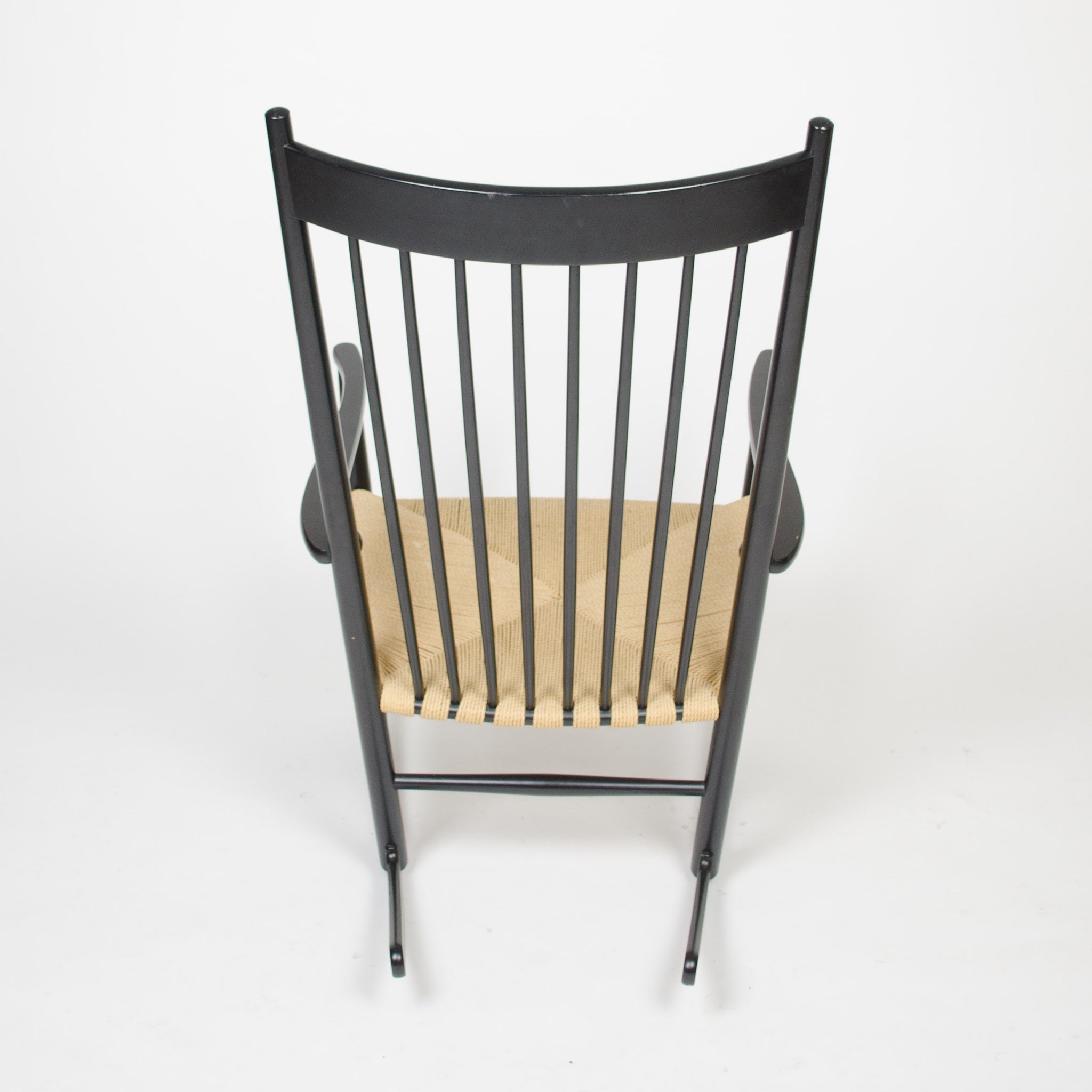 SOLD 1976 Hans Wegner J16 Black Rocking Chair Mobler FDB Denmark