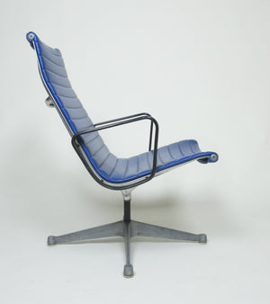 SOLD Eames Herman Miller Aluminum Group Lounge Chair, Near Mint and Blue