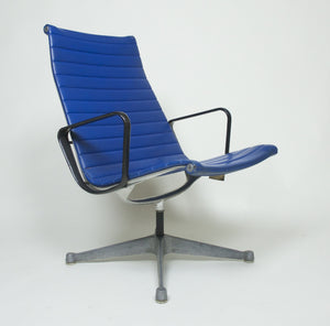 SOLD Eames Herman Miller Aluminum Group Lounge Chair, Near Mint and Blue