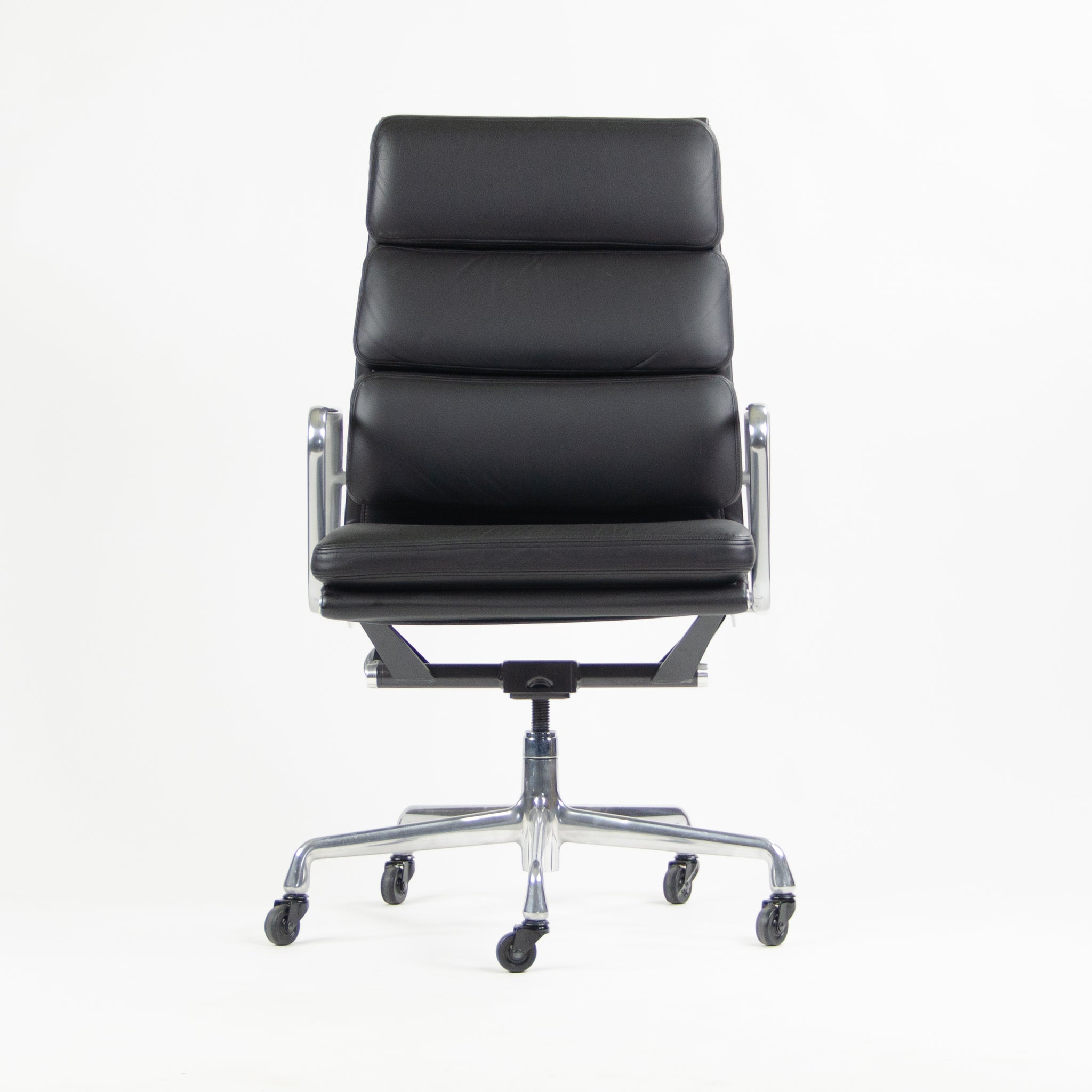 SOLD Eames Herman Miller High Soft Pad Aluminum Desk Chair Black Leather NOS 2x Available