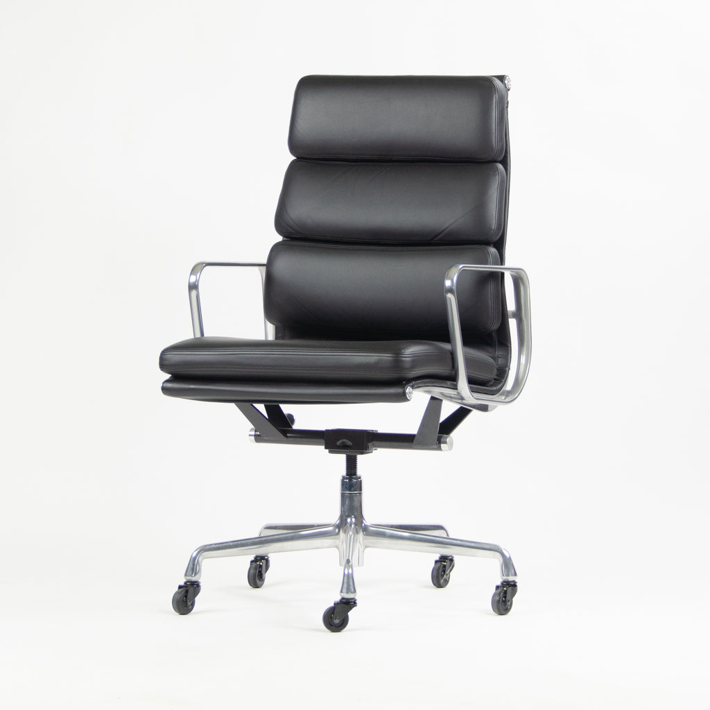 SOLD Eames Herman Miller High Soft Pad Aluminum Desk Chair Black Leather NOS 2x Available