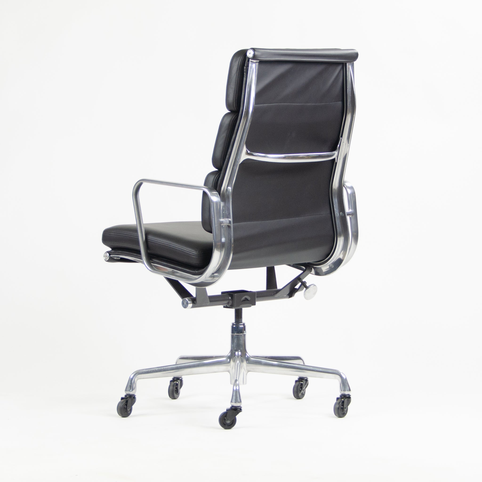 SOLD Eames Herman Miller High Soft Pad Aluminum Desk Chair Black Leather NOS 2x Available