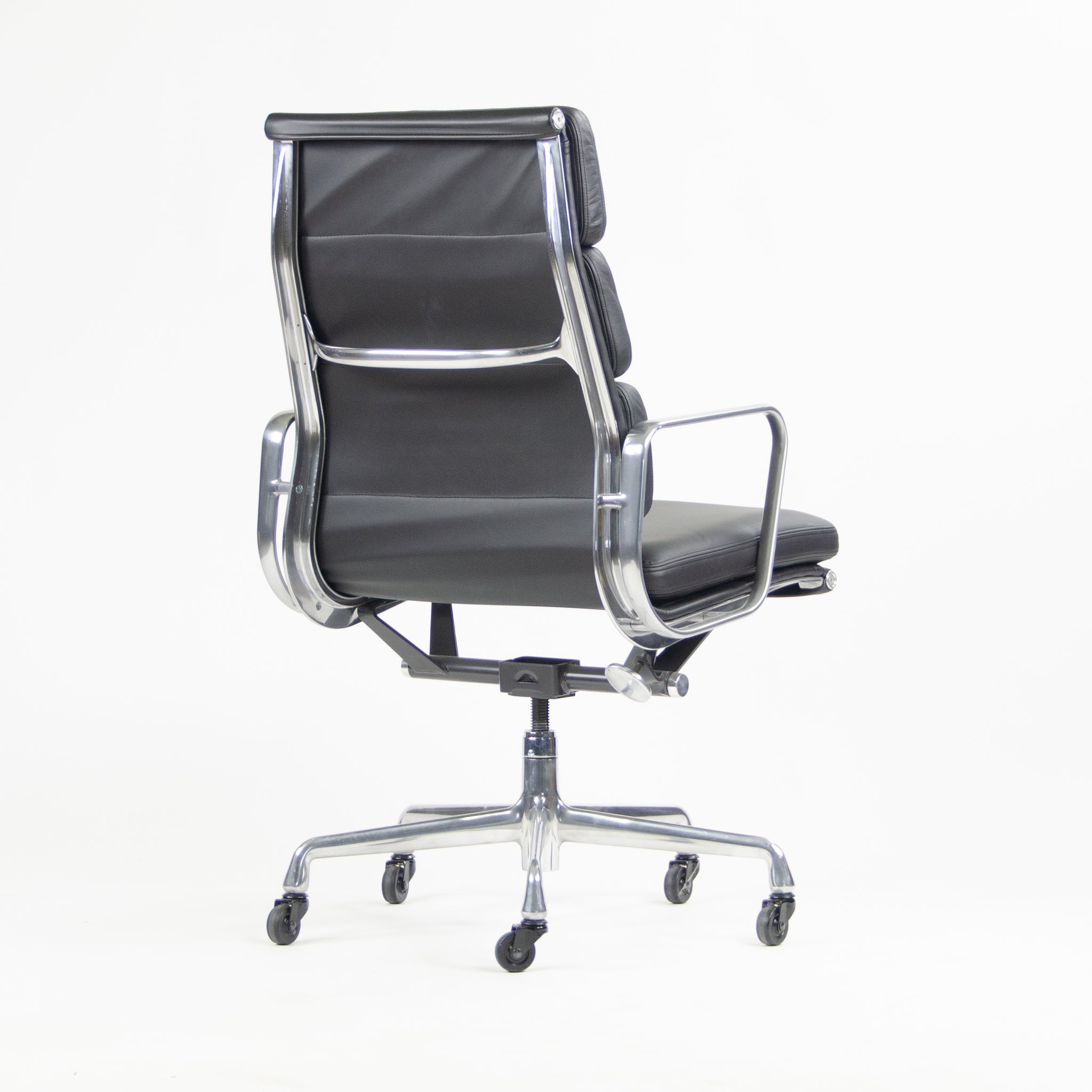 SOLD Eames Herman Miller High Soft Pad Aluminum Desk Chair Black Leather NOS 2x Available