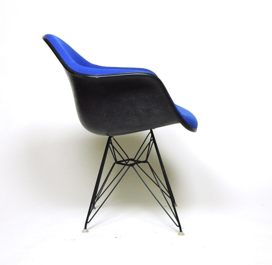 SOLD Eames Herman Miller Blue and Black Fiberglass Eiffel Tower Armshell Chair