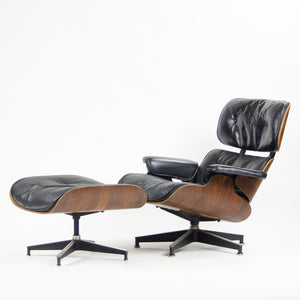 SOLD 1960's Herman Miller Eames Lounge Chair & Ottoman Rosewood 670 671 Black Leather